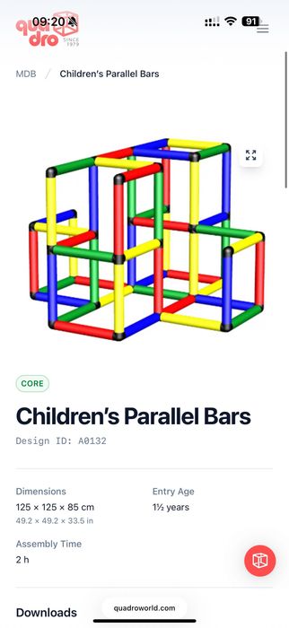 Estrutura de Escalada Infantil Quadro