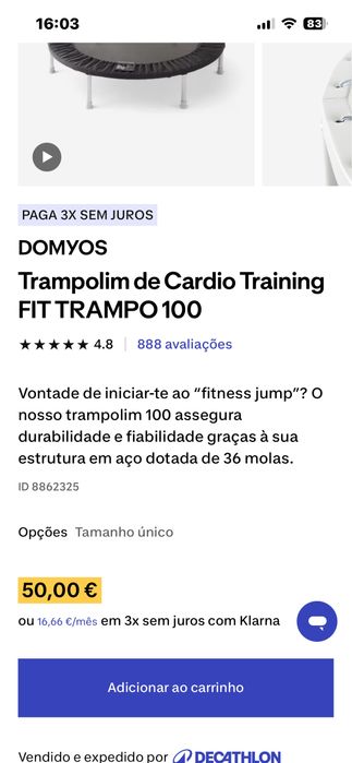Trampolim para criança brincar como Cardio Training FIT TRAMPO 100
