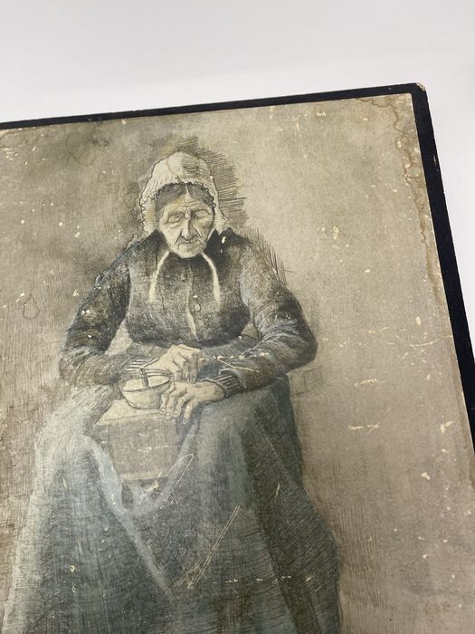 „Mielenie kawy” stara litografia wg van gogha