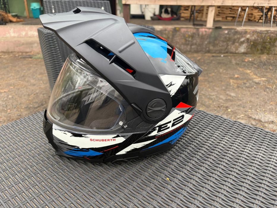 kask nowy motocykl Schuberth E2 Trail Blue r. 59 – jak nowy, komplet, pinlock