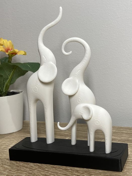 Escultura Família Elefantes Decorativa 3D