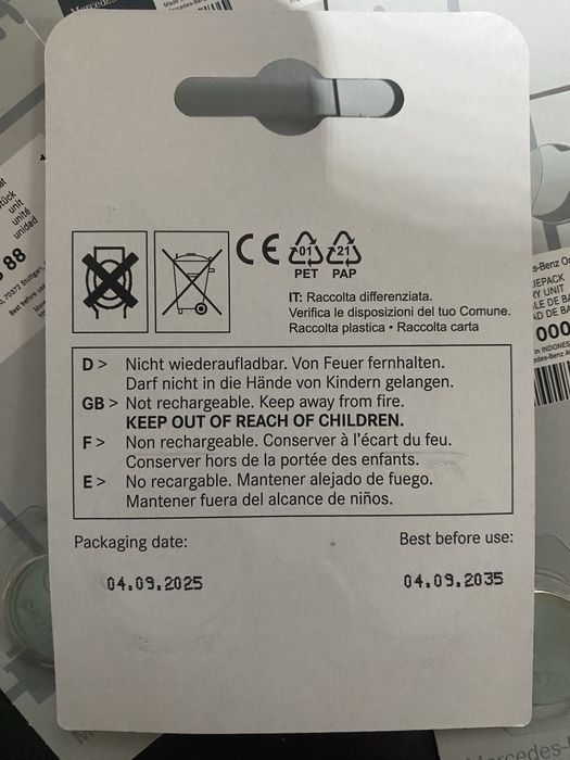 Батарейка для ключа оригинал Mercedes-Benz