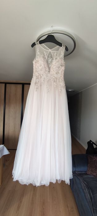 Suknia ślubna ecru długa M