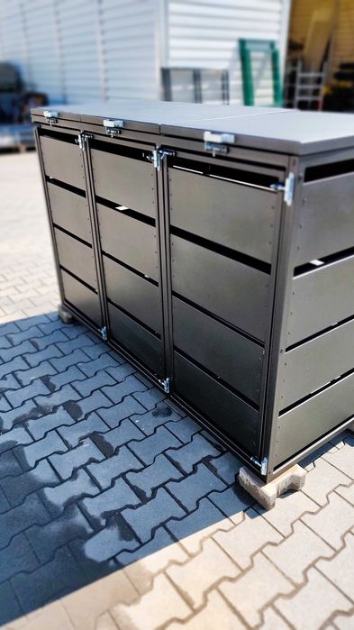 Nowoczesna Zabudowa koszy na śmieci stalowa premium