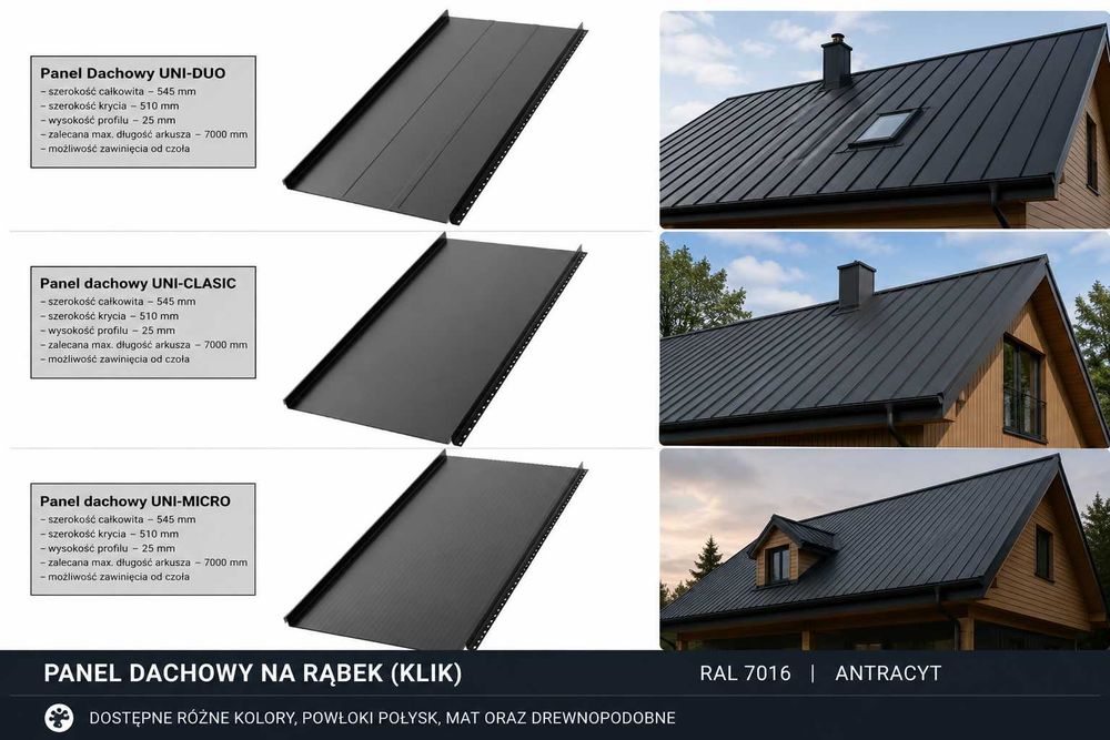 Panel dachowy na rąbek - na klik - od  producenta - z dostawą gratis - super ceny