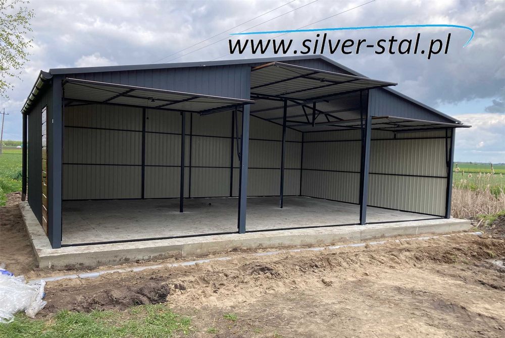 Garaż blaszany dwuspadowy 9x6 9x5 blaszak wiata blaszaki Silver-Stal