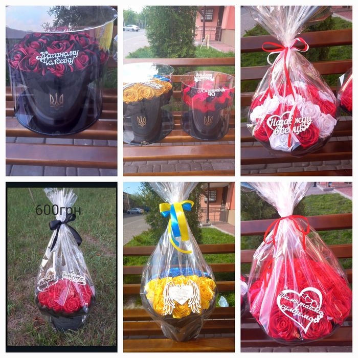 Букет з атласної стрічки,букети для Героев України на кладовище