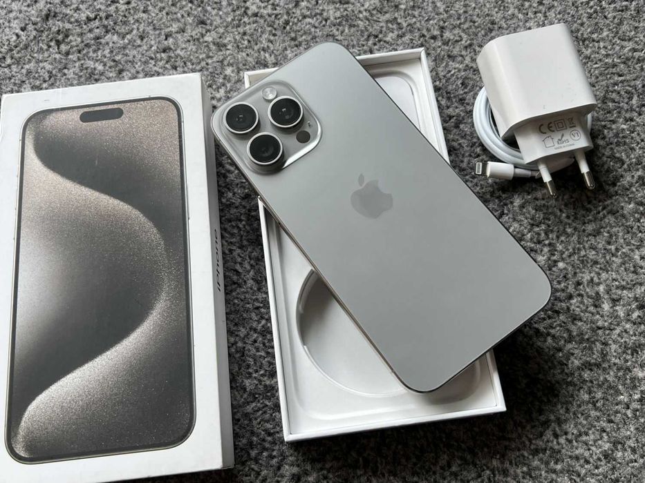 iPhone 15 Pro Max 256GB TITANIUM GREY SZARY Natural Bateria 96% SZKŁO
