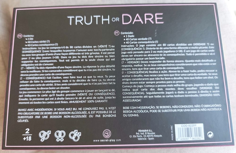 Jogo Secret Play - Truth or Dare (Verdade ou Consequência) – Completo
