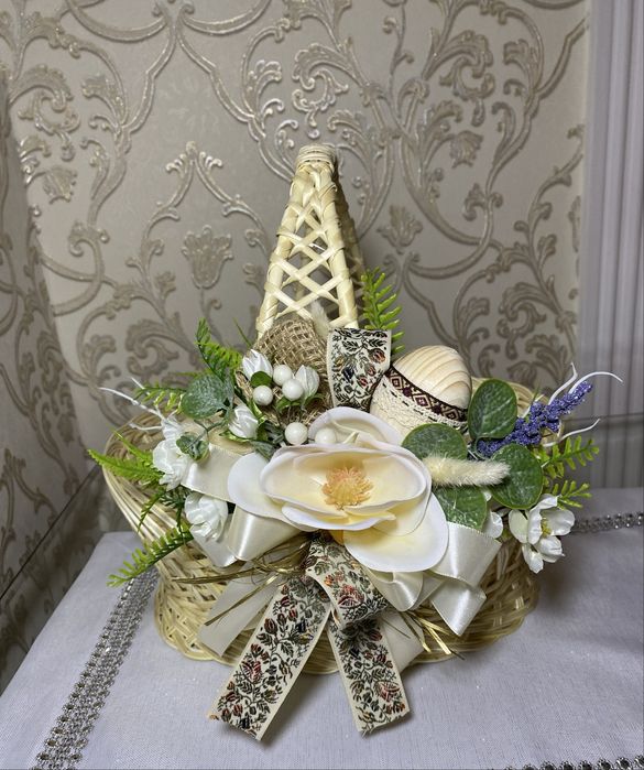 Великодній кошик Пасхальні корзинизьдекором кошик ручноі роботи  рушни