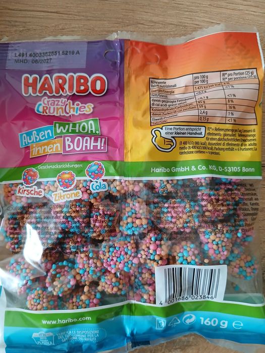 HARIBO CRAZY CRUNCHIES Nowość!!! 60szt 9,6kg