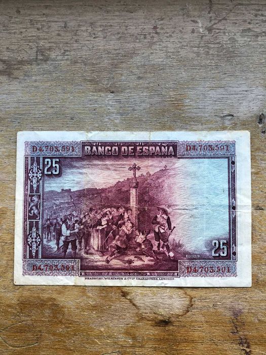 Notas vintage de Espanha 1 peseta,25 e 2 de 100