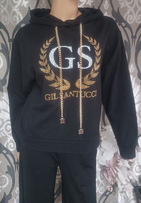 Gil Santucci bluza damska z kapturem błyszczące aplikacje