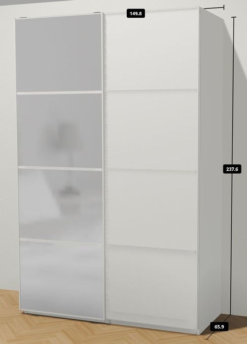 Szafa IKEA PAX 150x60x236cm z wyposażeniem, stan bardzo dobry, Warszawa