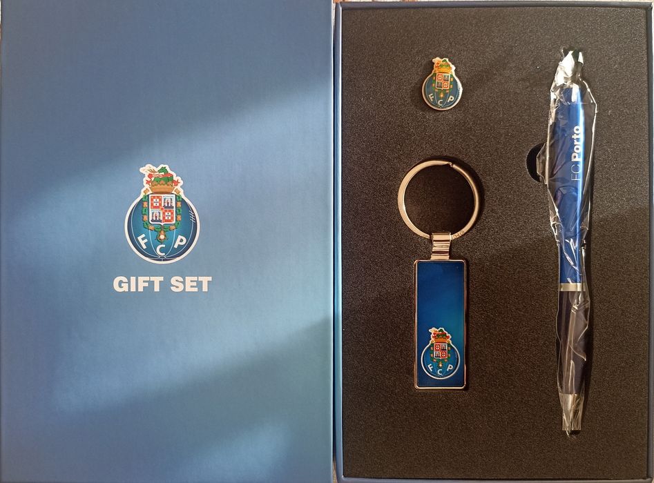 Conjunto Oficial FC Porto - Caneta, Porta-chaves e Pin (Novo)