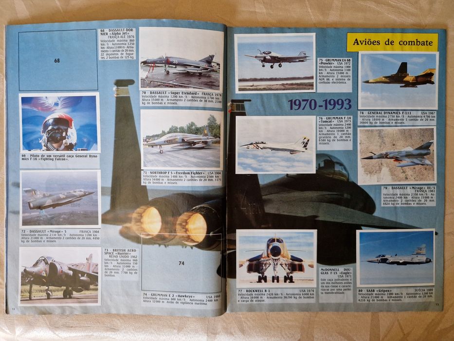 Caderneta panini aviões de 1995, 89% completa