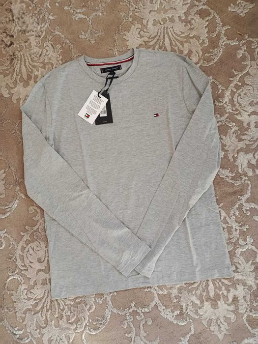 T-shirt longsleeve Tommy Hilfiger, szary L - bawełna regular fit