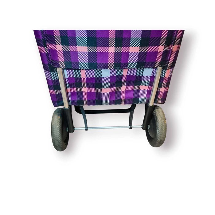 Carrinho Compras ROLSER – Dobrável • Tecido Xadrez Roxo