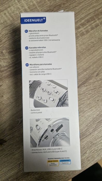 Nowy srebrny mikrofon do karaoke bluetooth ideenwelt