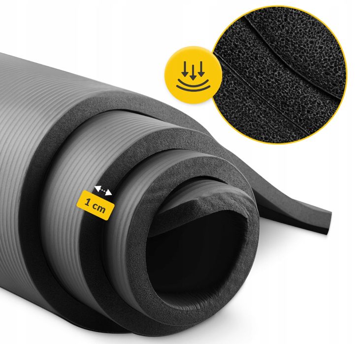 Килимок для йоги та фітнесу 4FIZJO NBR 180 × 60 см чорний (1 см товщ.)