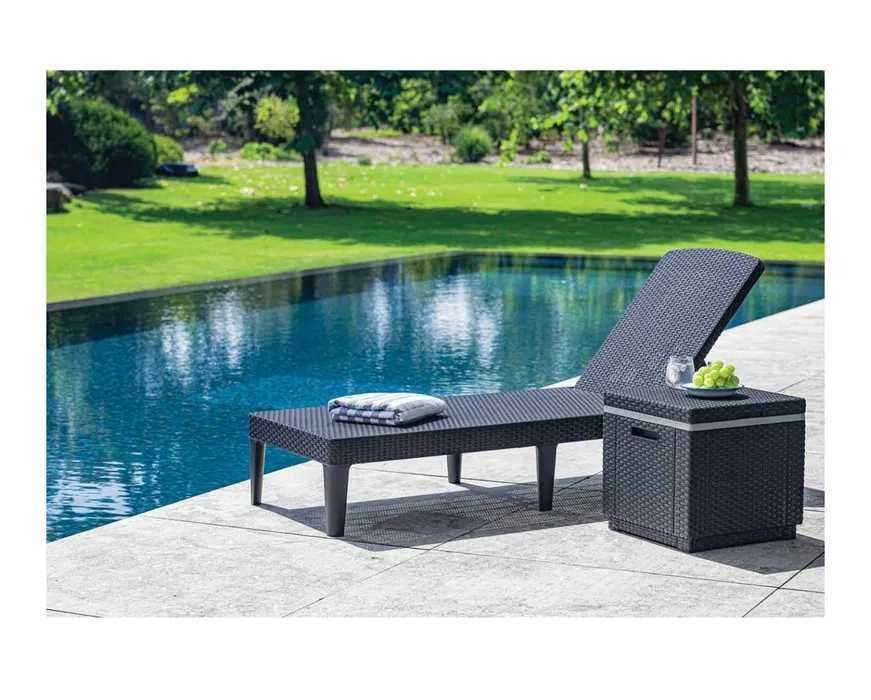 PROMOCJA! Leżak ogrodowy SKŁADANY REGULOWANY Jaipur grafitowy NOWY!