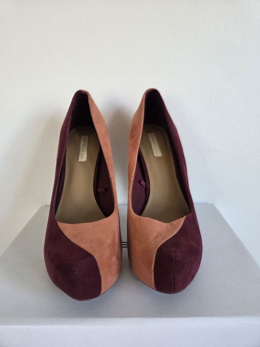 Sapato Alto cor Salmão/Bordô nr 39