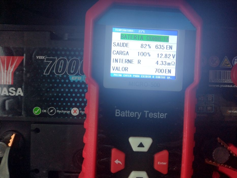 Baterias testadas 75,95 e 52 Ah