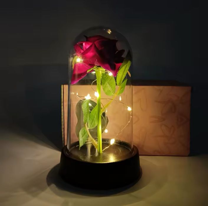 Роза в Колбі з підсвіткою троянда в колбі під склом подарунок дівчині