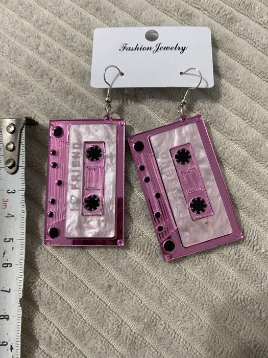 Kolczyki ozdobne kasety różowe