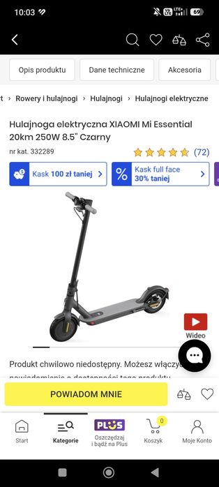 Hulajnoga elektryczna XIAOMI Mi Essential 20km 250W 8.5" Czarny