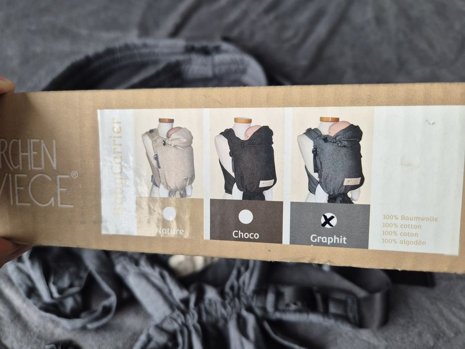 Nosidło zapinane lepsze niz chusta - idealny stan! Storchenwiege baby carrier kolor grafitowy