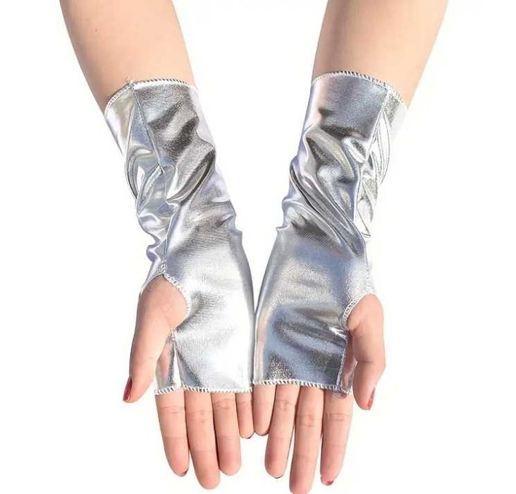 Conjunto Top Holográfico + Luvas Prateadas (NOVOS) - Katy Perry