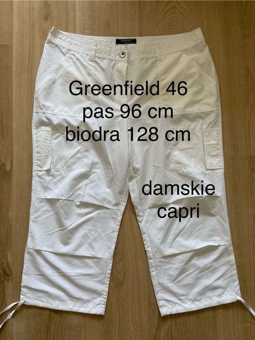 Greenfield 46 3XL  damskie spodnie spodenki rybaczki capri białe Vintage