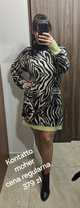 Sukienka sweterkowa Kontatto zebra