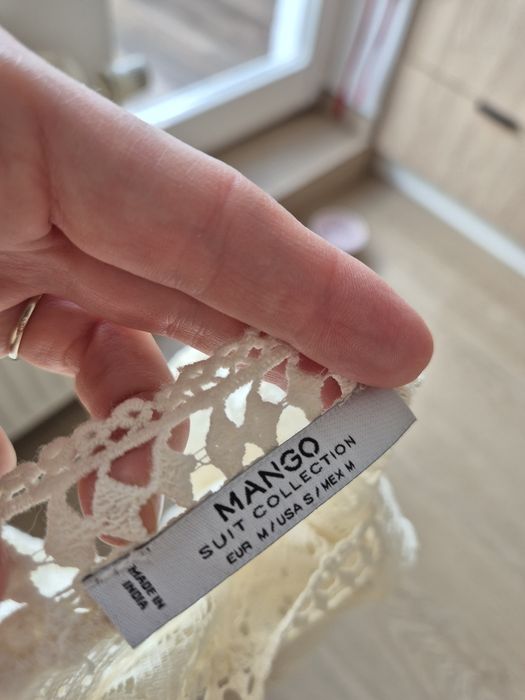 Urocza koronkowa bluzka ecru masełkowa hafty ażurowa bohoM