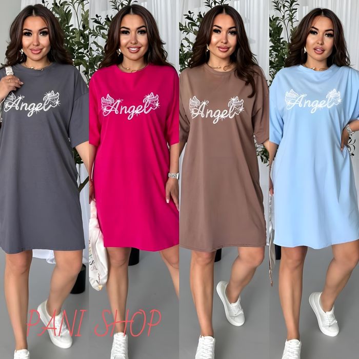 ‼️Жіноча літня сукня туніка з накаткою ANGEL. ОПТ та роздріб. Розміри 42-46 та 48-52