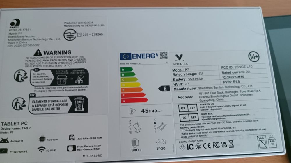 Tablet adroid 15