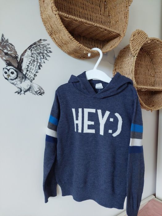 Bluza sweterek dzianinowy cool club 116 granatowy z kapturem