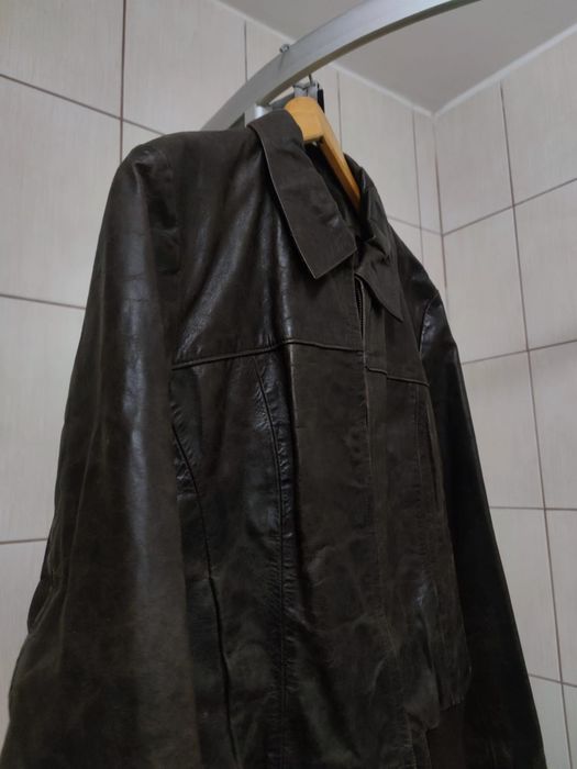 kurtka męska M skórzana brązowa kremowa ekologicznie ekologicznie eco