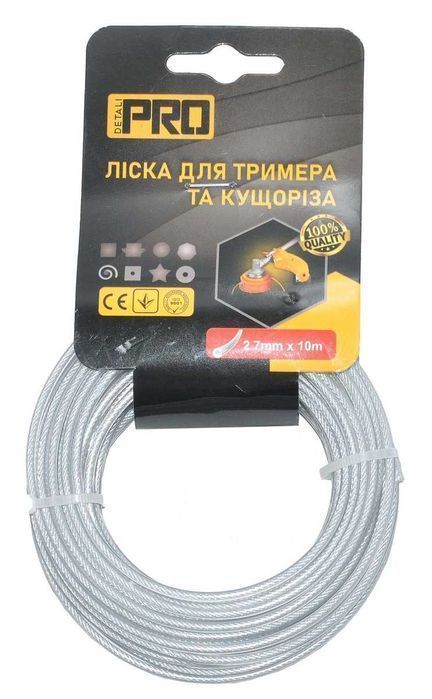 Леска косильная круг d2.7 мм (10 м) с металлическим тросиком, les306