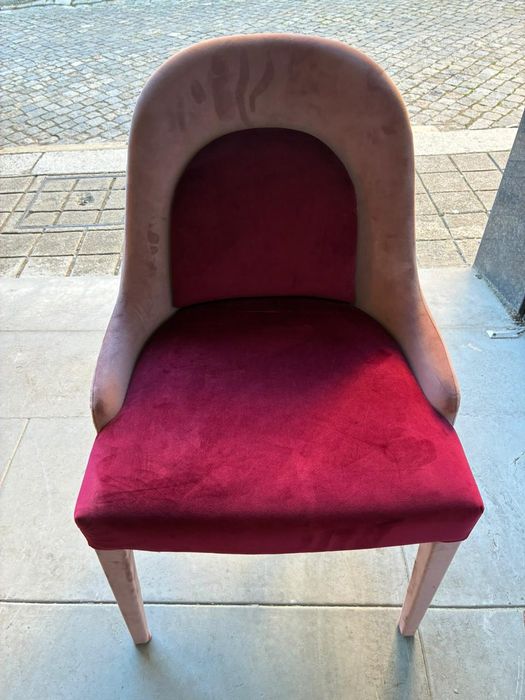 2 Cadeiras Veludo Rosa Blush — Pernas Douradas | Porto