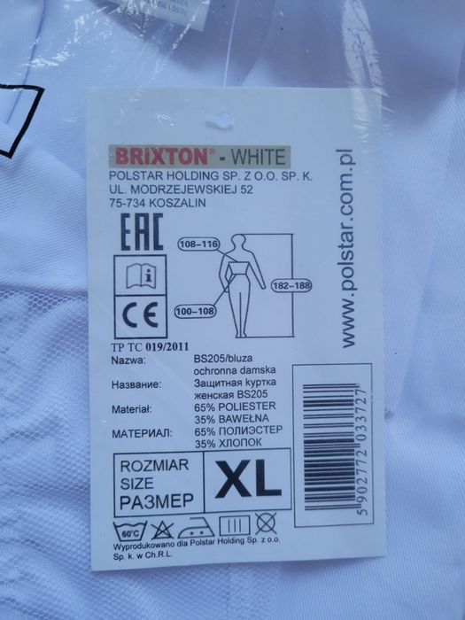 Białe ubrania ochronne Brixton XL - komplet