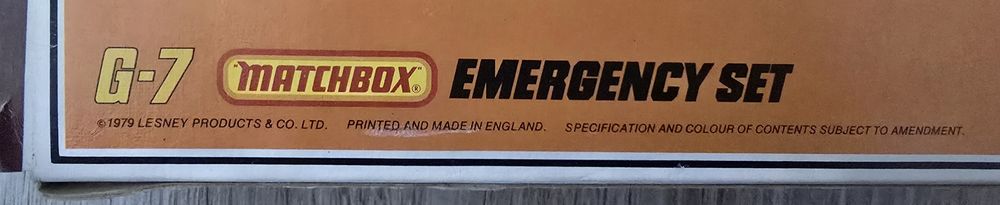 Matchbox Emergency Set G-7 1979