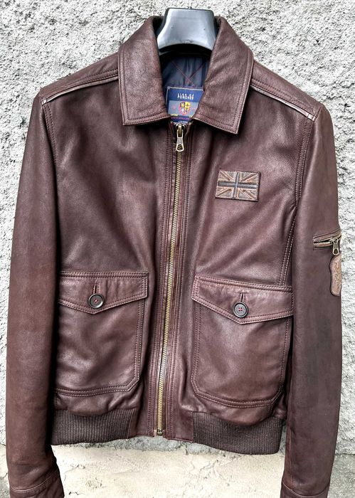 Casaco/Blusão de Cabedal/Pele Castanho Lion of Porsche NOVO