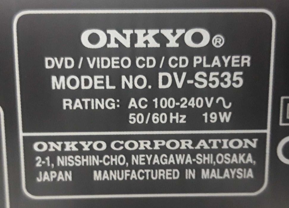 Onkyo DV-S535 Leitor DVD/CD  Ano 2000