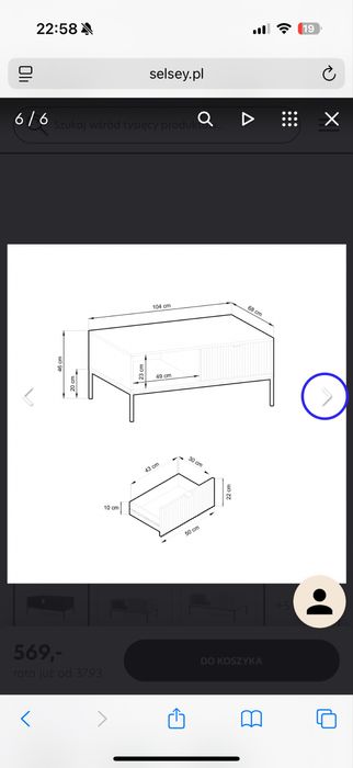 Ława kawowa Vellore 104x68 cm ryflowana NOWA!!!