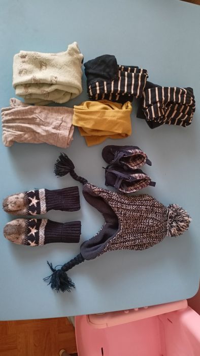 Czapka zimowa i rajstopy r 62 chłopiec