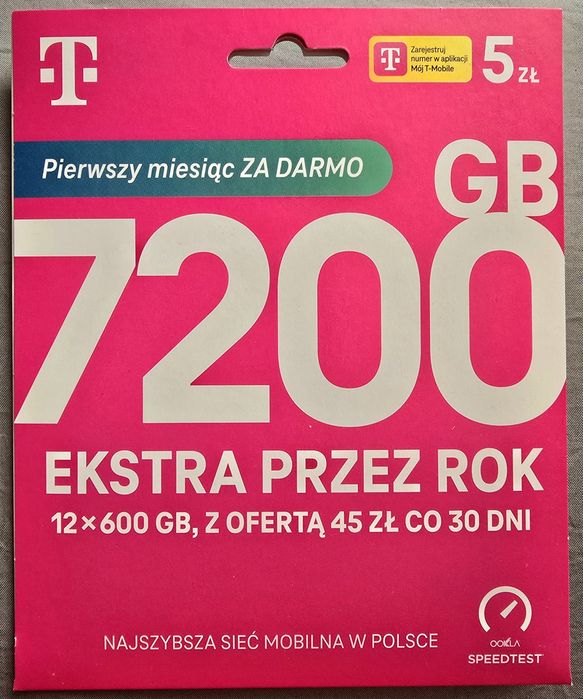 Starter sieci T-Mobile karta SIM 7200 GB 2 szt
