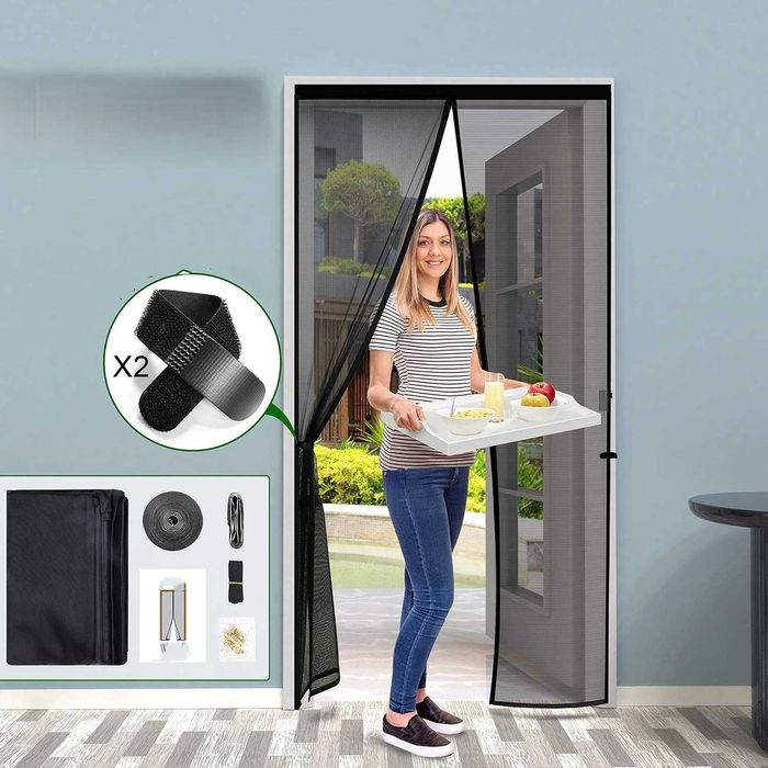 Moskitiera magnetyczna na drzwi 90x230 czarna