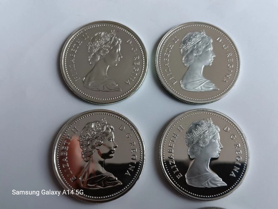 7 moedas prata de dólar do Canadá. Diversas